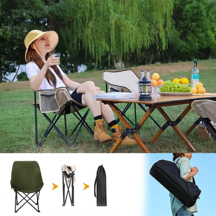 ⁦Chaise de camping pliable haut dossier – Robuste et ultra-confortable⁩ - الصورة ⁦2⁩