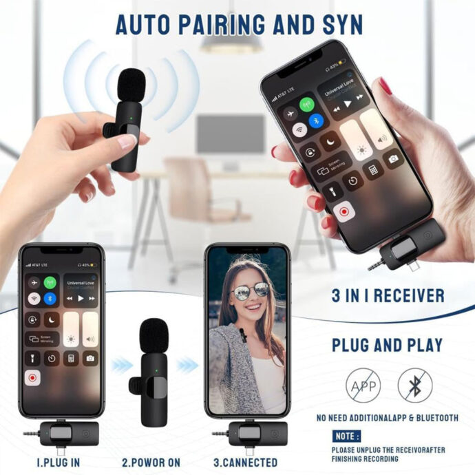 ⁦Microphone Cravate Sans Fil 3 en 1⁩ - الصورة ⁦3⁩