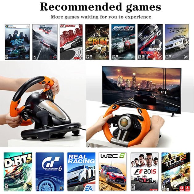 Volant PXN V3 Multi-Plateforme avec Pédales et Retour de Vibration