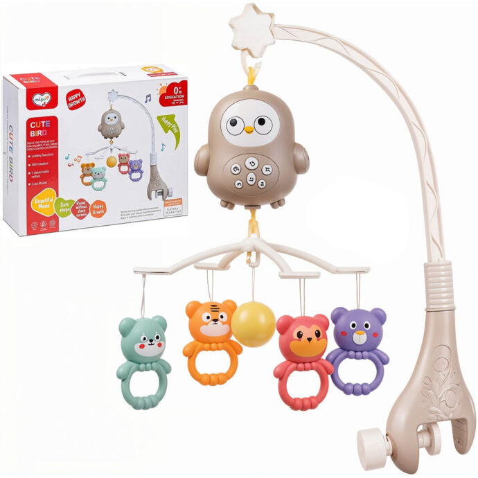 Mobile Musical Bébé avec Jouets Amovibles
