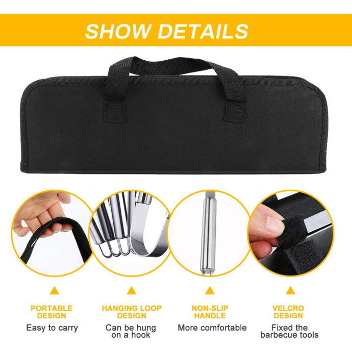 ⁦Kit d’Ustensiles de Barbecue 5 Pièces – Pratique et Complet⁩ - الصورة ⁦3⁩