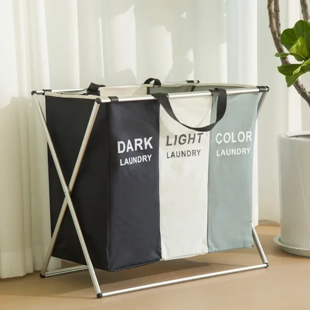 Panier à linge pliable 3 grilles - idéal pour séparer les vêtements