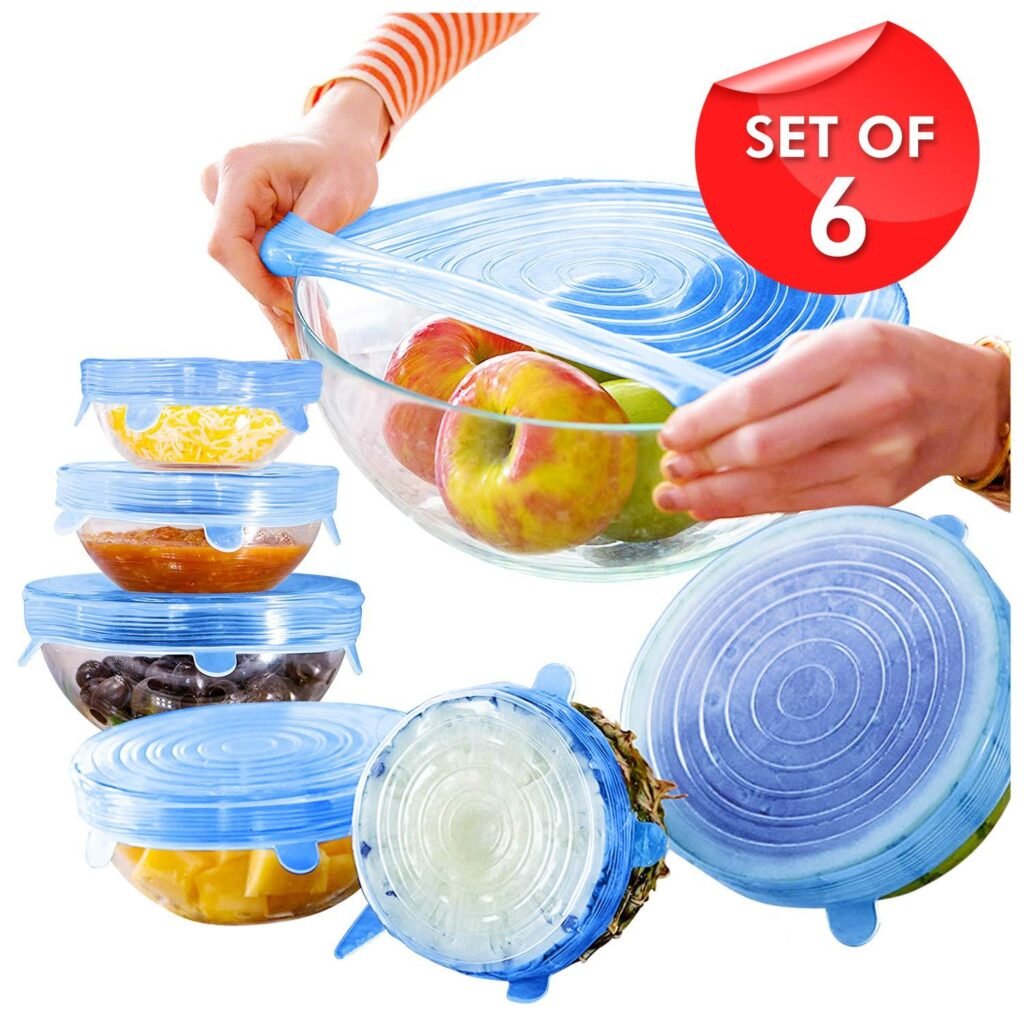Couvercles en Silicone Élastiques et Réutilisables pour Conservation des Aliments – 6 Pièces