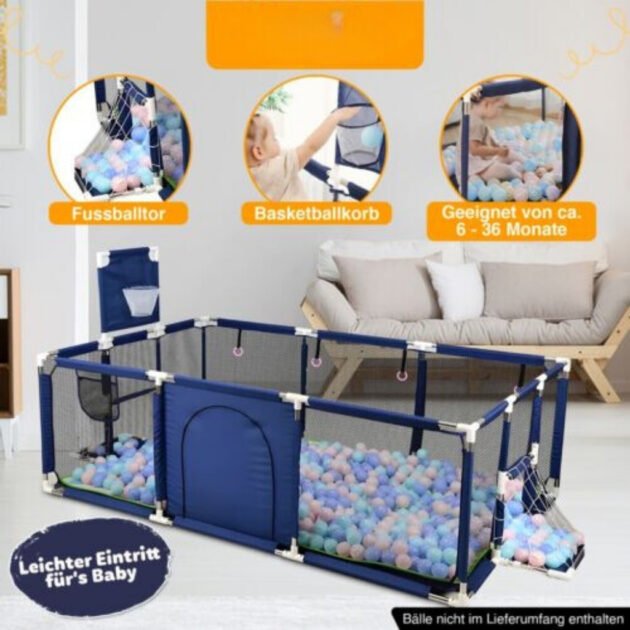 Parc de Jeu XXL pour Bébé – Aire d’Activités Intérieure & Extérieure – 230x120x105cm