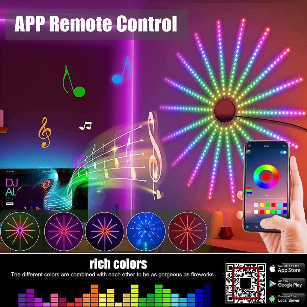 Lumière RGB Feux d'Artifice Contrôlée par Application