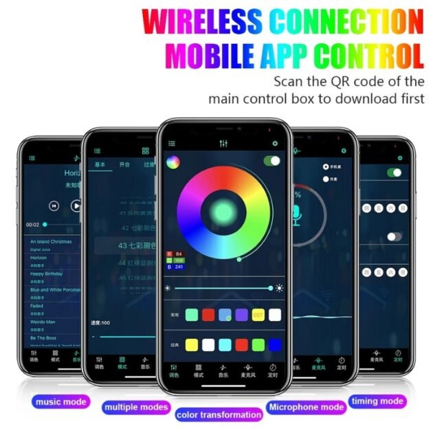 LED Musical pour Voiture - Synchronisation Sonore, Réglage de Luminosité