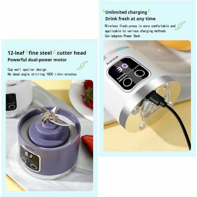 Presse-Agrumes USB Portable - 1500ml, Moteur 200W, Charge Rapide