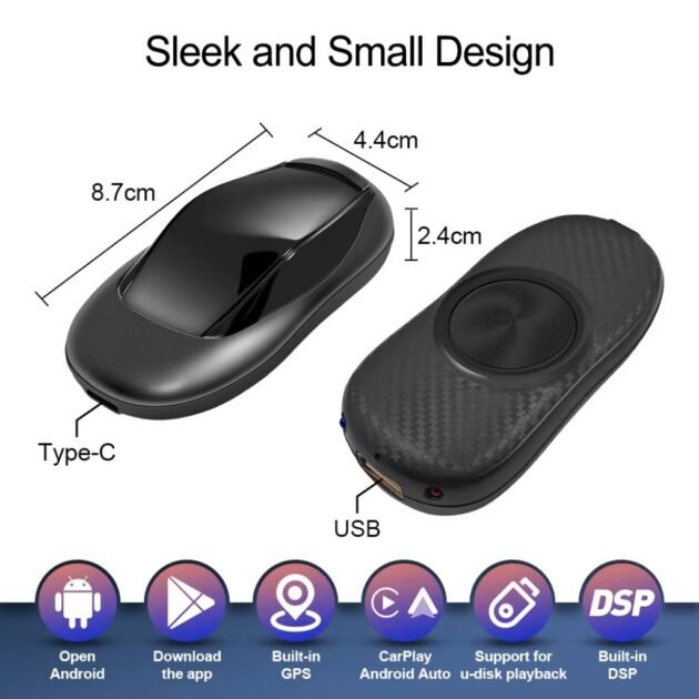 Boîtier CarPlay Sans Fil - GPS, Streaming, Processeur 4-Core