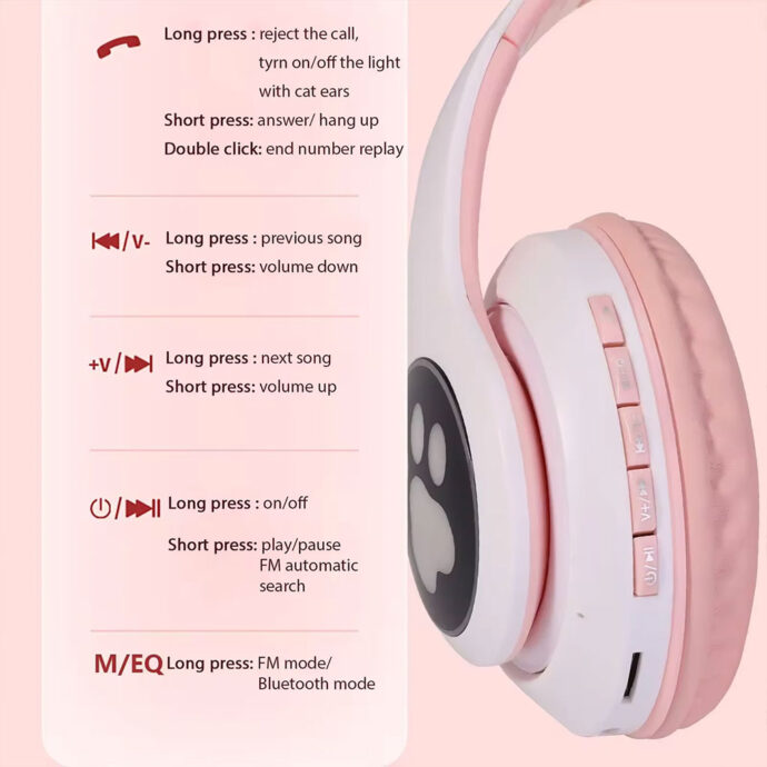 ⁦Casque sans fil Bluetooth avec design oreilles de chat XY-231⁩ - الصورة ⁦5⁩