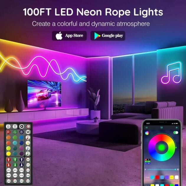 NEON RGB LED STRIP 5M + BLUETOOTH FLEXIBLE