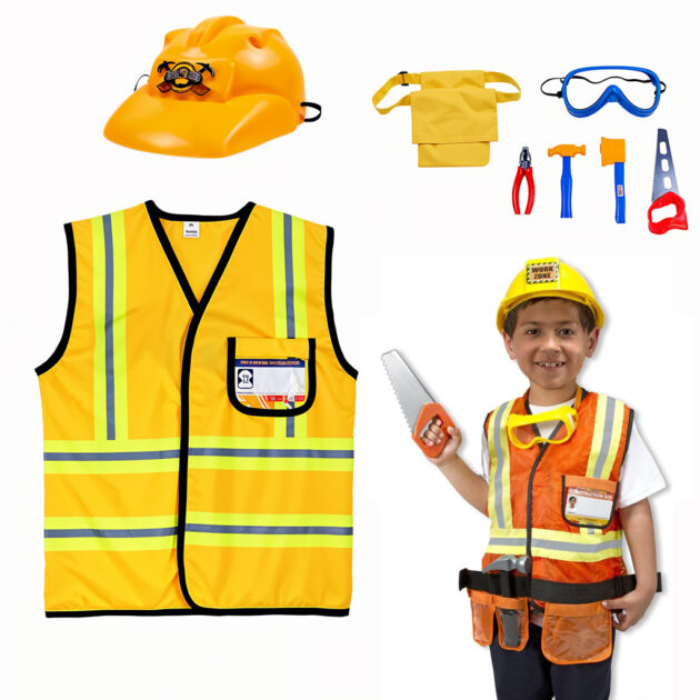 Costume Déguisement Travailleur de Construction avec Outils Jouet