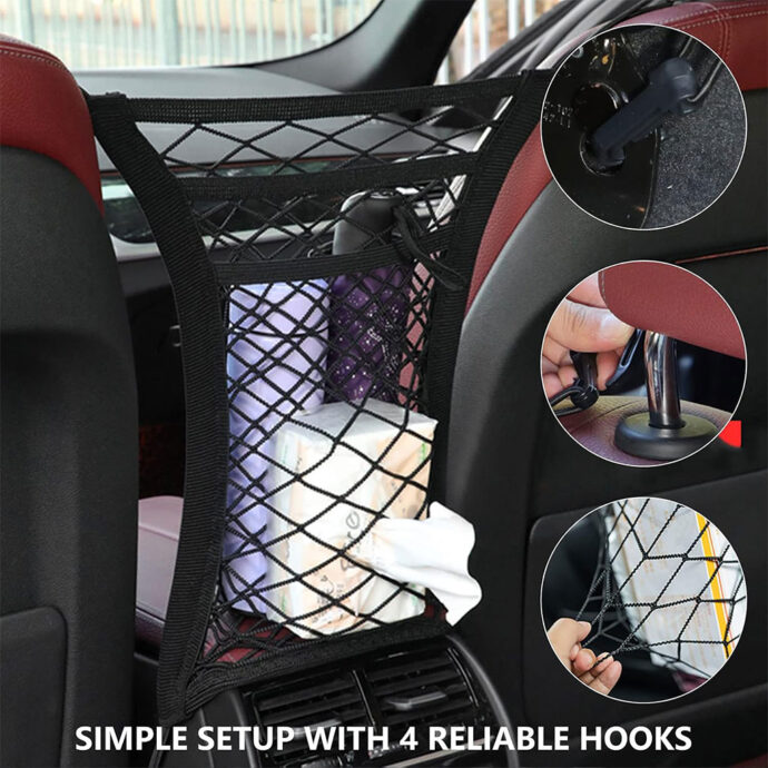 Filet Organisateur de Voiture – Filet de Rangement entre les Sièges