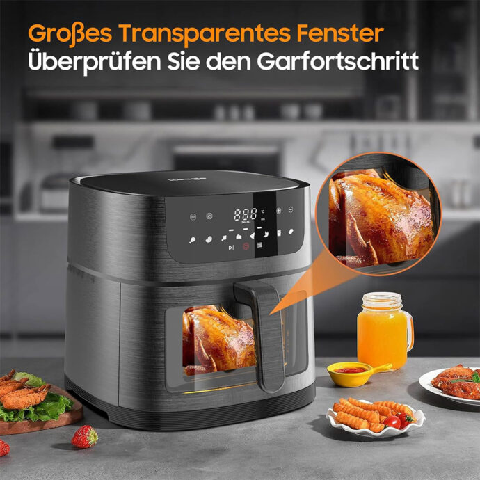 ⁦Friteuse à Air 6L - 8 Programmes, Cuisson Sain, Panier Lavable⁩ - الصورة ⁦2⁩