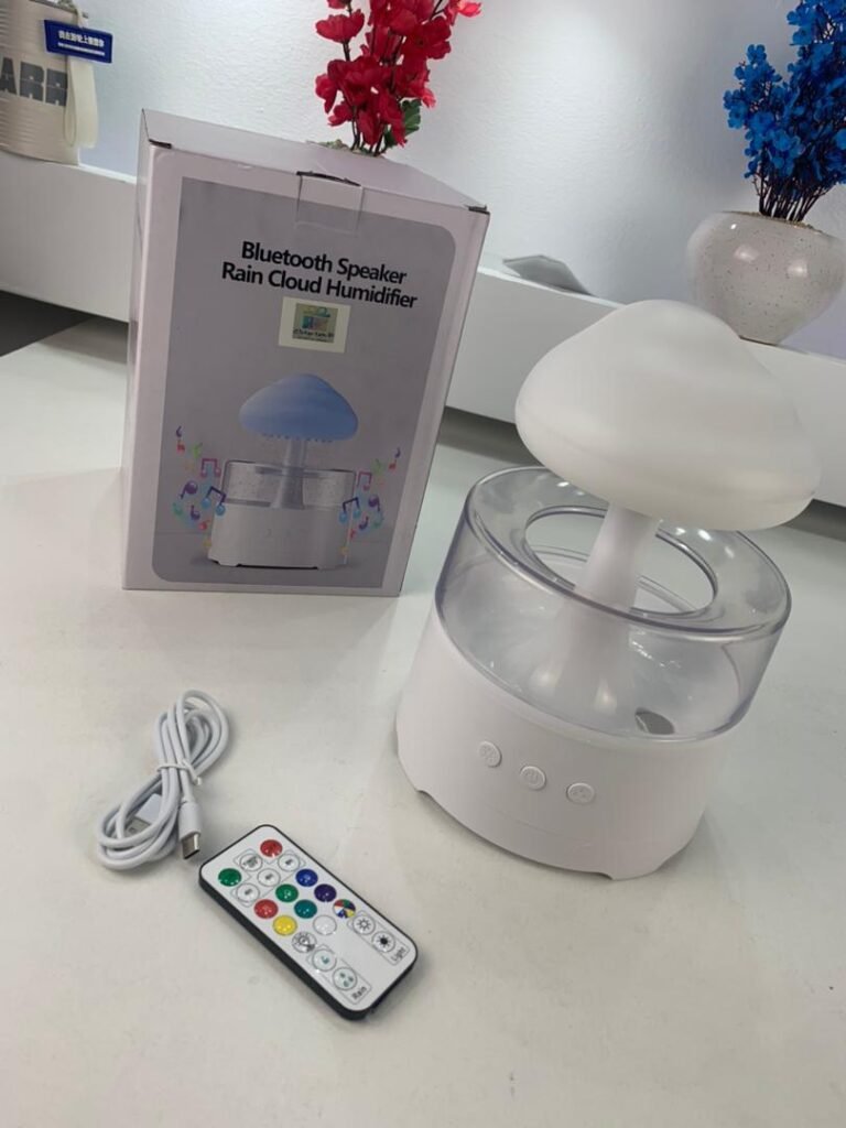 Diffuseur d'Huiles Essentielles avec Effet Sonore de Pluie et Lumières LED
