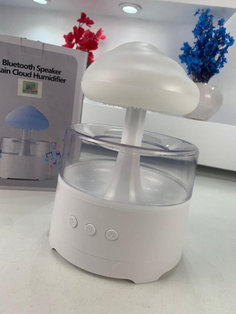 Diffuseur d'Huiles Essentielles avec Effet Sonore de Pluie et Lumières LED