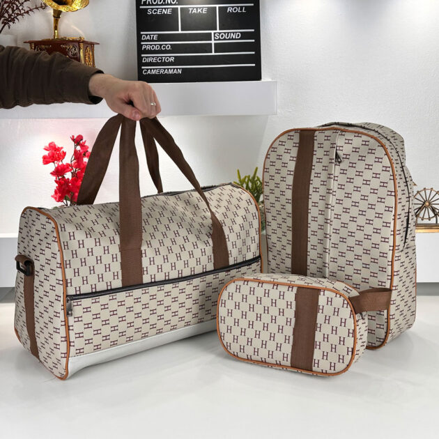 Pack 3 en 1 - Cabas, Sac à Dos, Pochette - Tissu Imperméable, Design Moderne