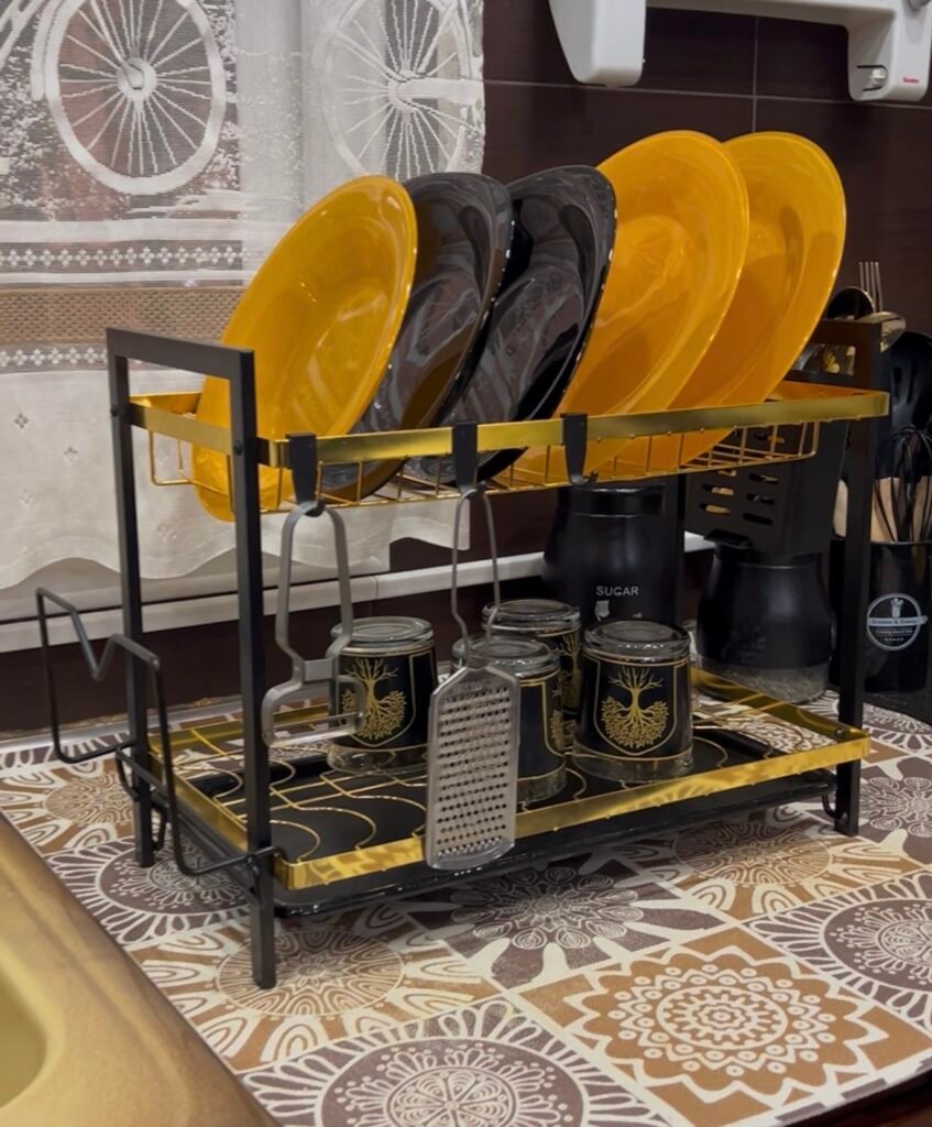 Égouttoir à Vaisselle 2 Niveaux avec Supports Organisation Optimale pour la Cuisine