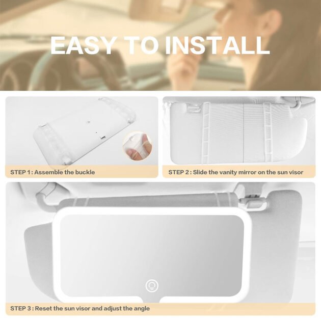 Miroir de Courtoisie à LED pour Voiture avec Commande Tactile