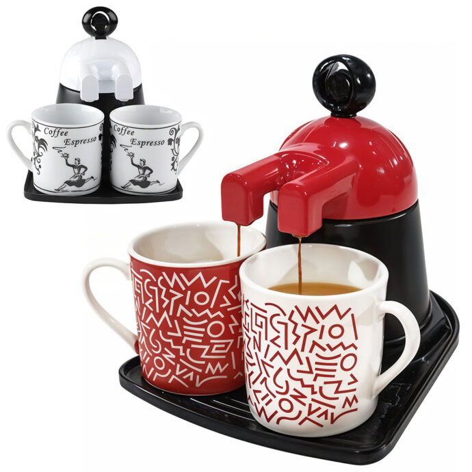 Machine à Espresso Compacte avec Tasses en Céramique
