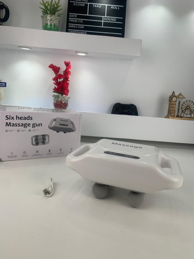 Pistolet de Massage - 6 Têtes, 9 Niveaux, Technologie Haute Fréquence, Rechargeable