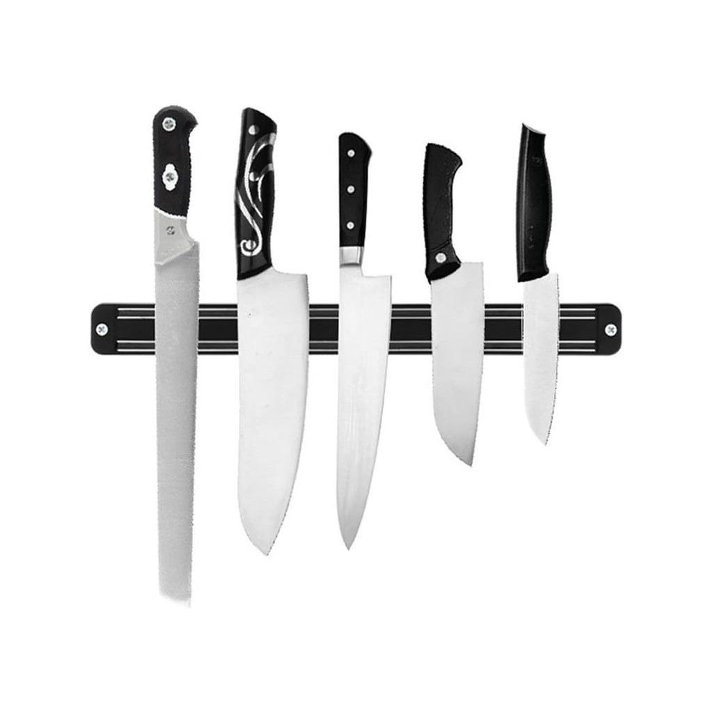 Barre Magnétique pour Couteaux - Support Compact et Sécurisé, 20 cm, Noir