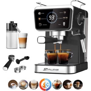 Machine à Café Espresso 20 Bars avec Écran Tactile – Boissons Chaudes & Froides