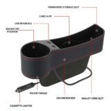 ⁦Rangement latéral de console avec chargeur USB et porte-gobelet⁩ - الصورة ⁦3⁩