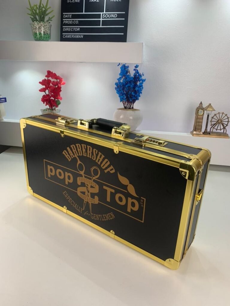 Mallette de Barbier Professionnelle en Aluminium Doré