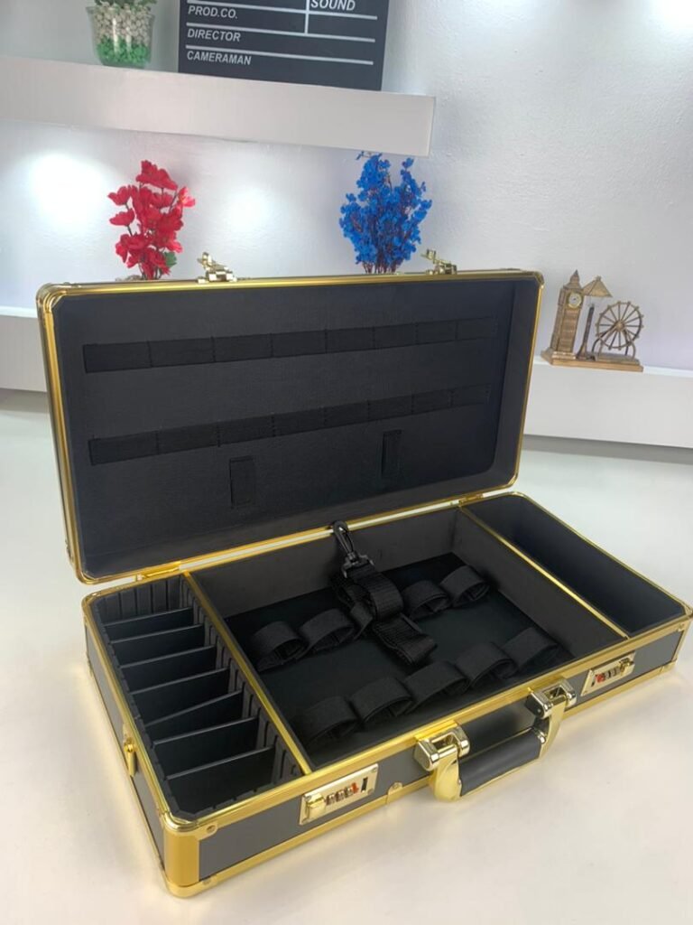 Mallette de Barbier Professionnelle en Aluminium Doré