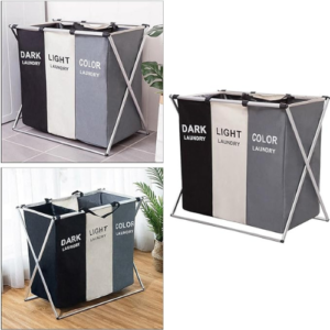 Panier à linge pliable 3 grilles - idéal pour séparer les vêtements