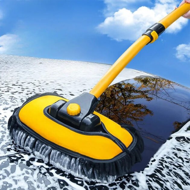 Brosse de Lavage Voiture Télescopique Rotation à 90°