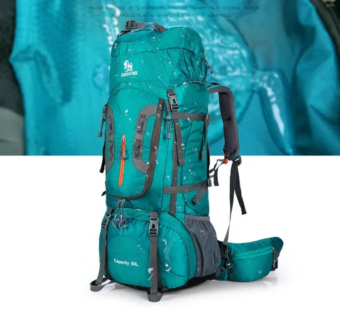 ⁦Sac à Dos de Randonnée 80L - Nylon Résistant, Étanche, Bretelles Ergonomiques⁩ - الصورة ⁦2⁩