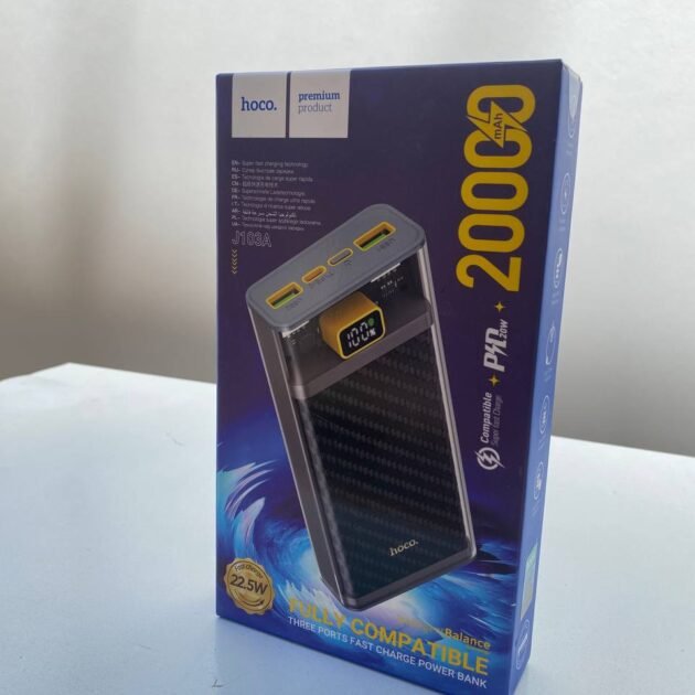 Power Bank Hoco 20000mAh – Charge Rapide 22.5W, Coque Transparente