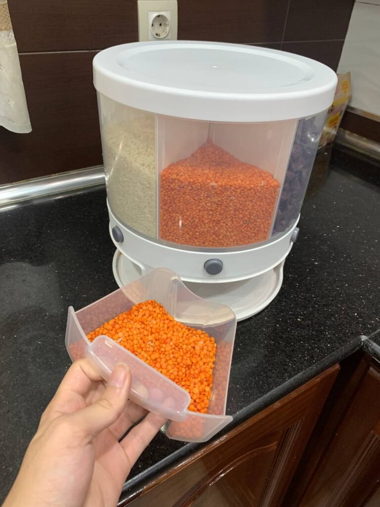 Distributeur de Grains Intelligent - Rotation 360°, Étanchéité à l’Air, 6 Cases Transparentes