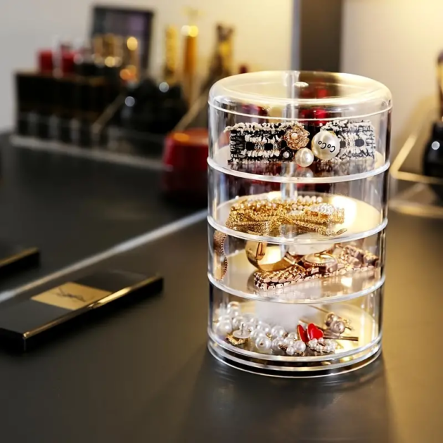 Boîte à Bijoux Rotative en Cristal  Grande Capacité