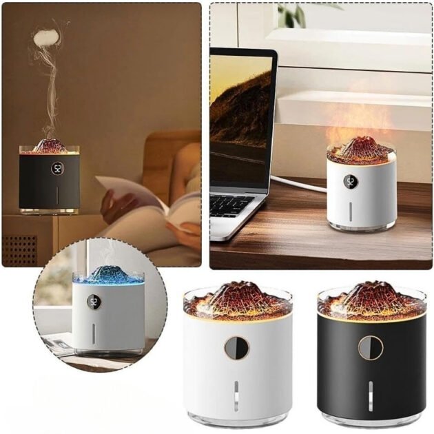 Humidificateur Effet Volcan Rechargeable et Pratique