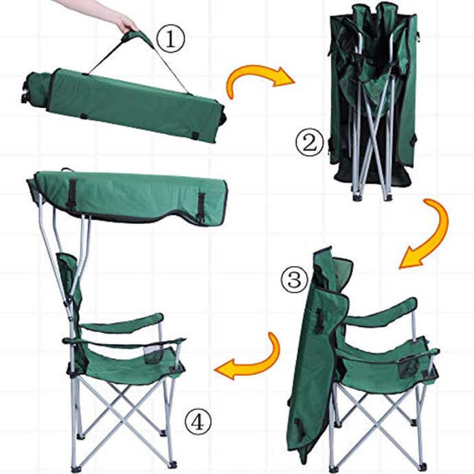 ⁦Chaise Longue Pliable Avec Porte Goblet Et Ombrelle⁩ - الصورة ⁦6⁩