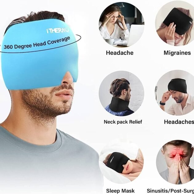 Chapeau de Thérapie Froid pour Migraine Extensible & Confortable