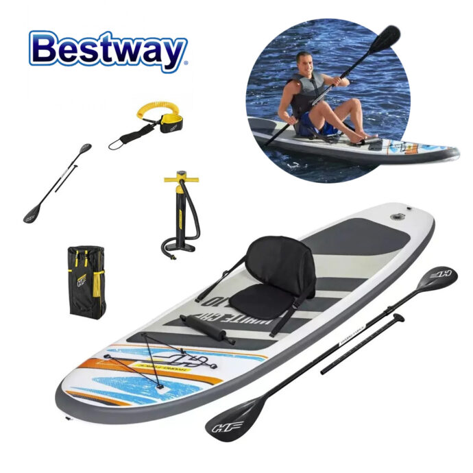 Hydro-Force White Cap – Paddle Gonflable avec Pompe et Sac à Dos