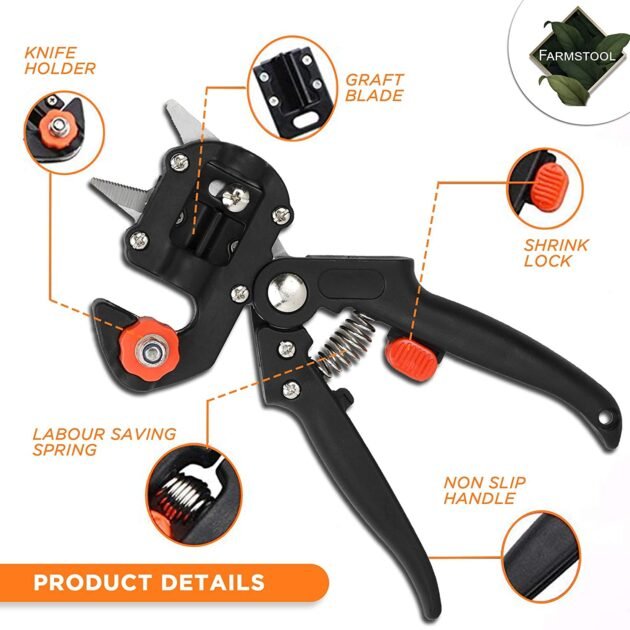 Ciseau de Greffage - Acier Carbone, 2 Lames, Ruban Adhésif Inclus