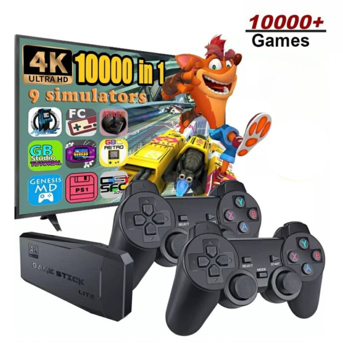 Console Rétro HDMI 4K avec 10 000 Jeux + 2 Manettes Sans Fil