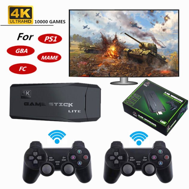 Console Rétro HDMI 4K avec 10 000 Jeux + 2 Manettes Sans Fil