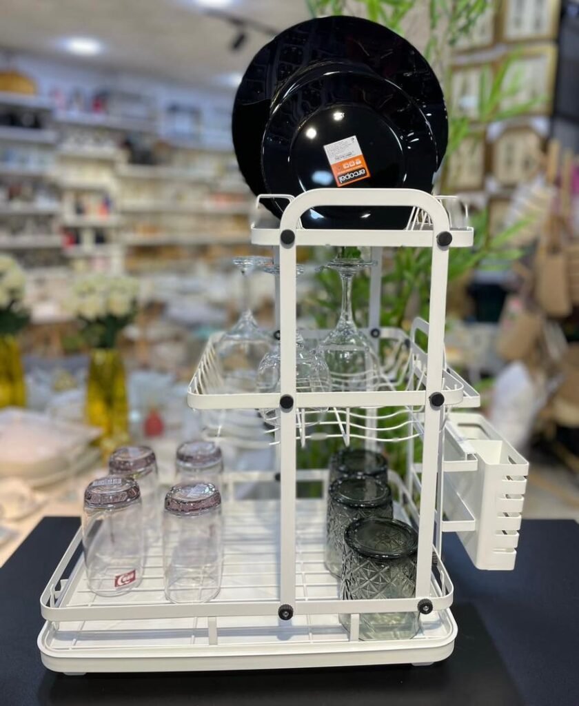 Égouttoir à Vaisselle 3 Niveaux - Design Doré, Espace Optimal