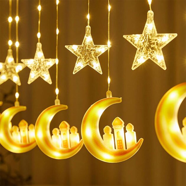Guirlande Lumineuse Ramadan Mubarak – Lune et Étoiles 3M