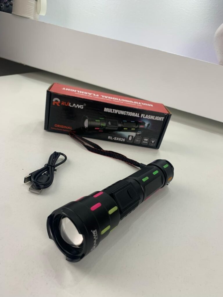 Lampe de Poche LED Zoomable avec Bandes Fluorescentes