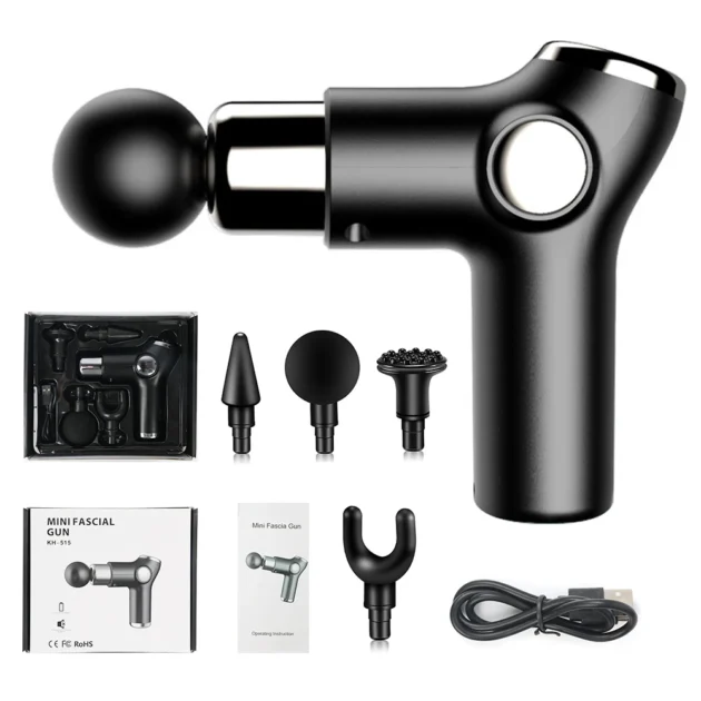 Massage Gun LCD Rechargeable 5 Vitesse 4 Tétes