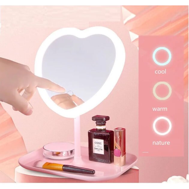 Miroir de Maquillage LED avec Rangement  Rechargeable