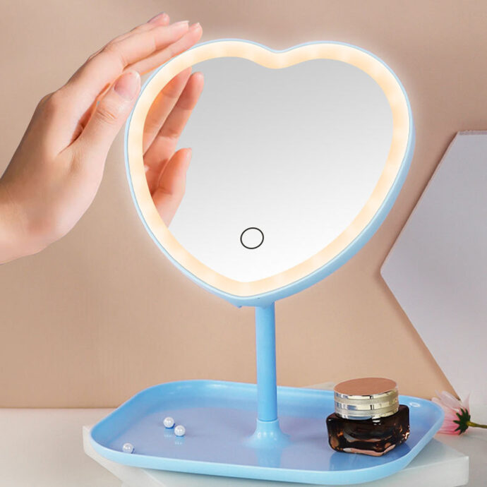 ⁦Miroir de Maquillage LED avec Rangement  Rechargeable⁩ - الصورة ⁦4⁩