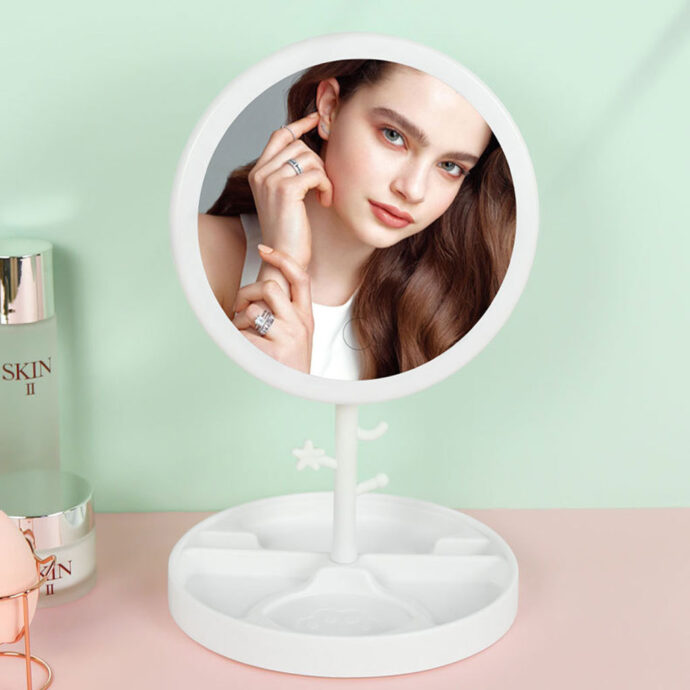 ⁦Miroir de Maquillage LED avec Rangement Rechargeable⁩ - الصورة ⁦4⁩