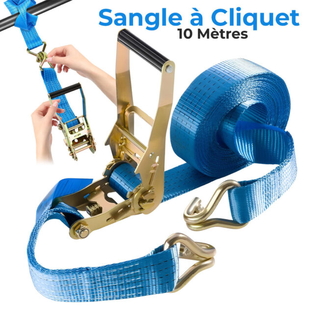 Sangle à Cliquet 10M – Double Crochet Métal